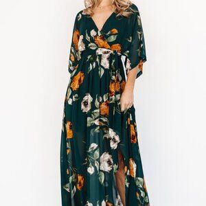 Baltic Born Kia Kimono Maxi Dress | Deep Topaz Floral Size XXXLXXXL